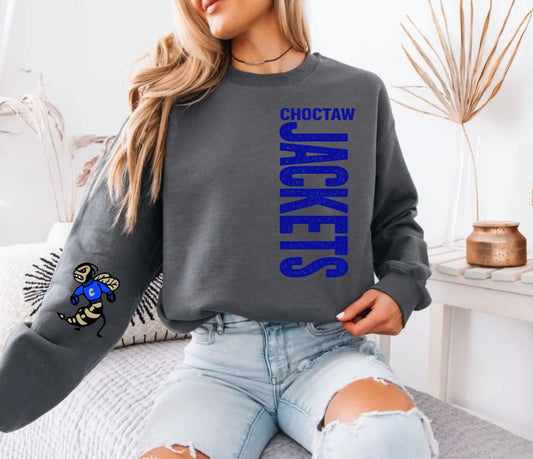 Choctaw Jackets Sideways Mascot NO Stars Charcoal Grey