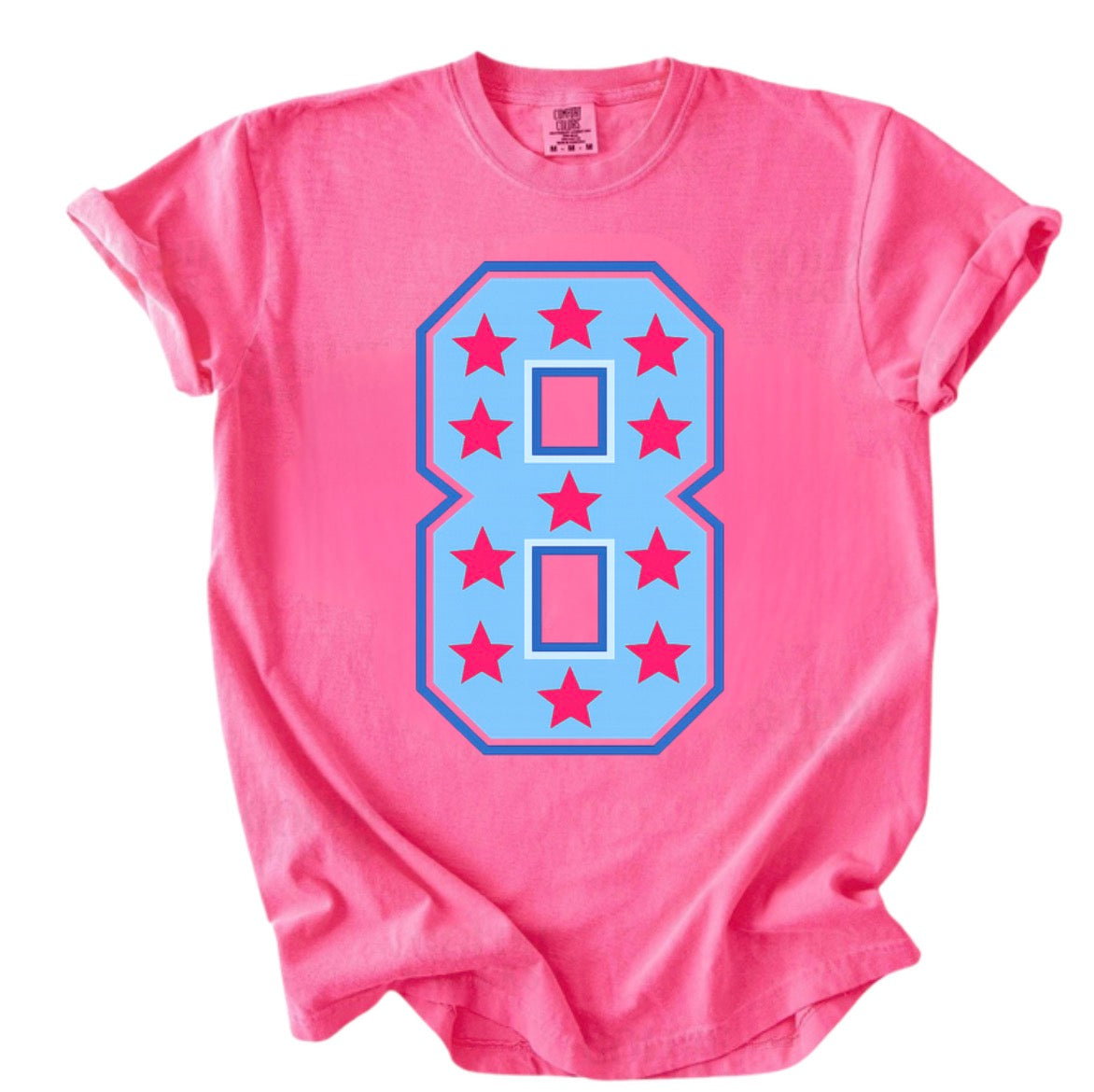 Custom** bsbll/sftbll Number Stars Cropped Tee