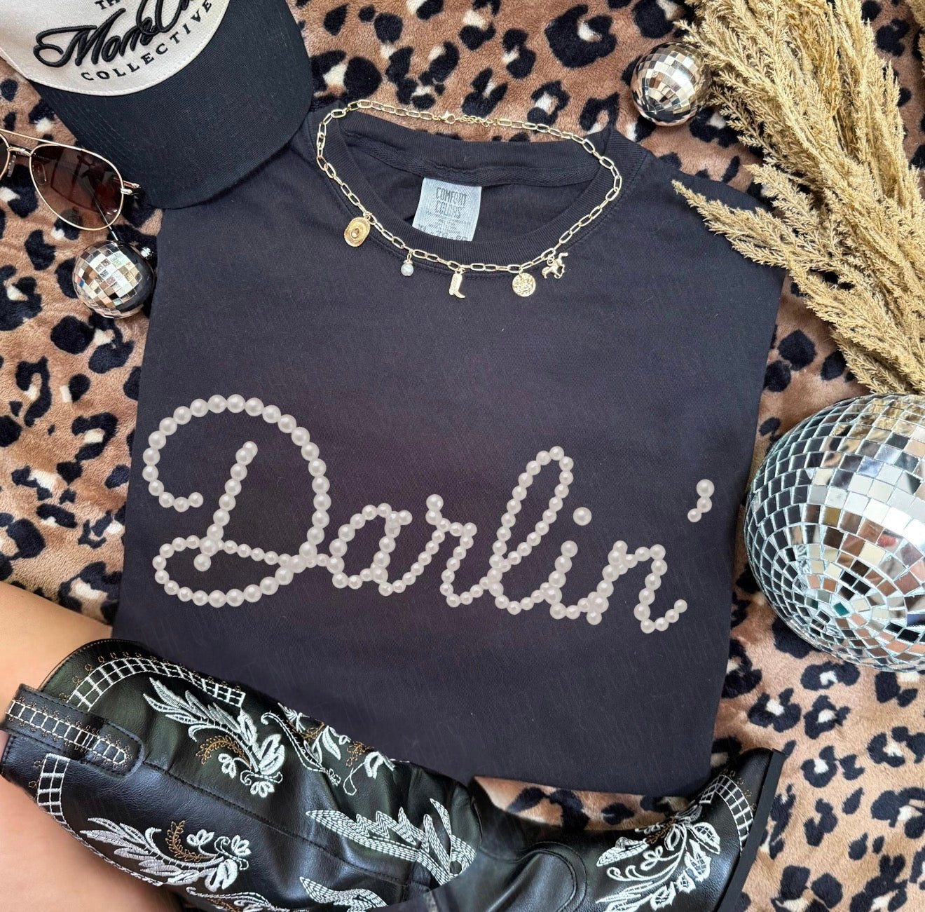 Pearl Darlin’ CC Black Crop Tee