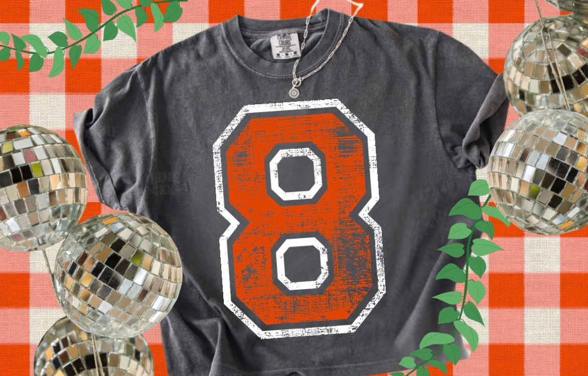 Custom** Distressed Number Cropped Tee
