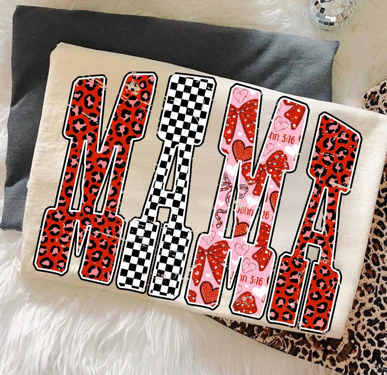 Mama Leopard Valentines Tee