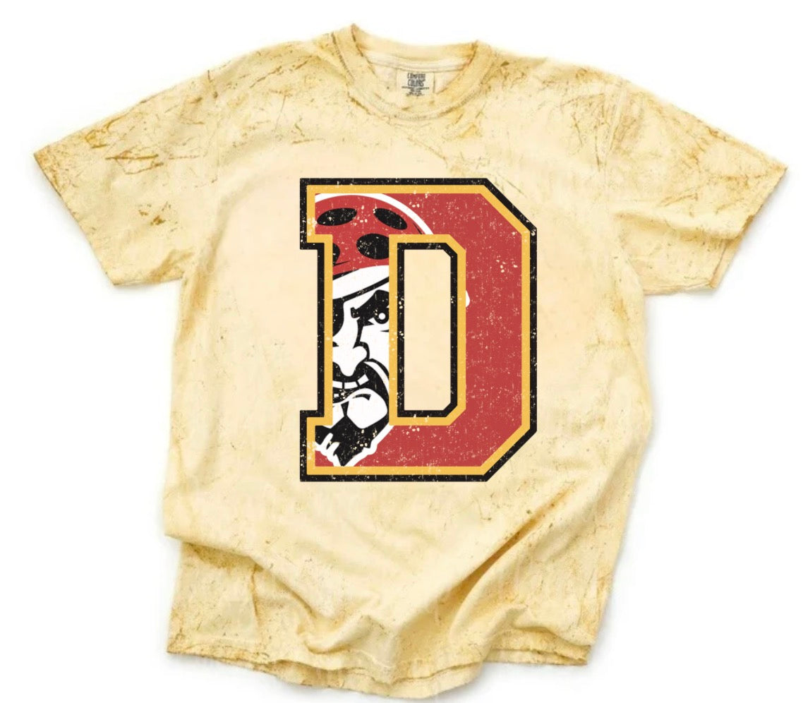 Acid wash Distressed D Dale Pirates Tee CC Citrine