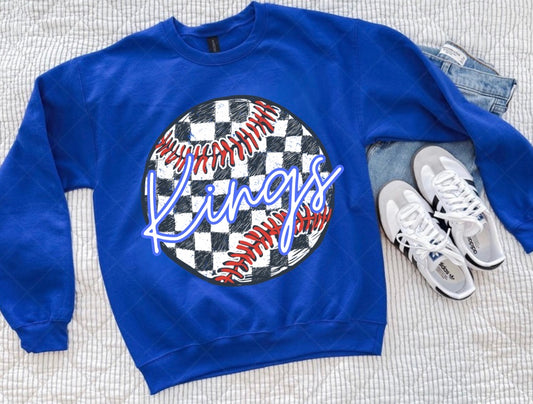 Checkered Baseball Kings Royal Blue Sweatshirt