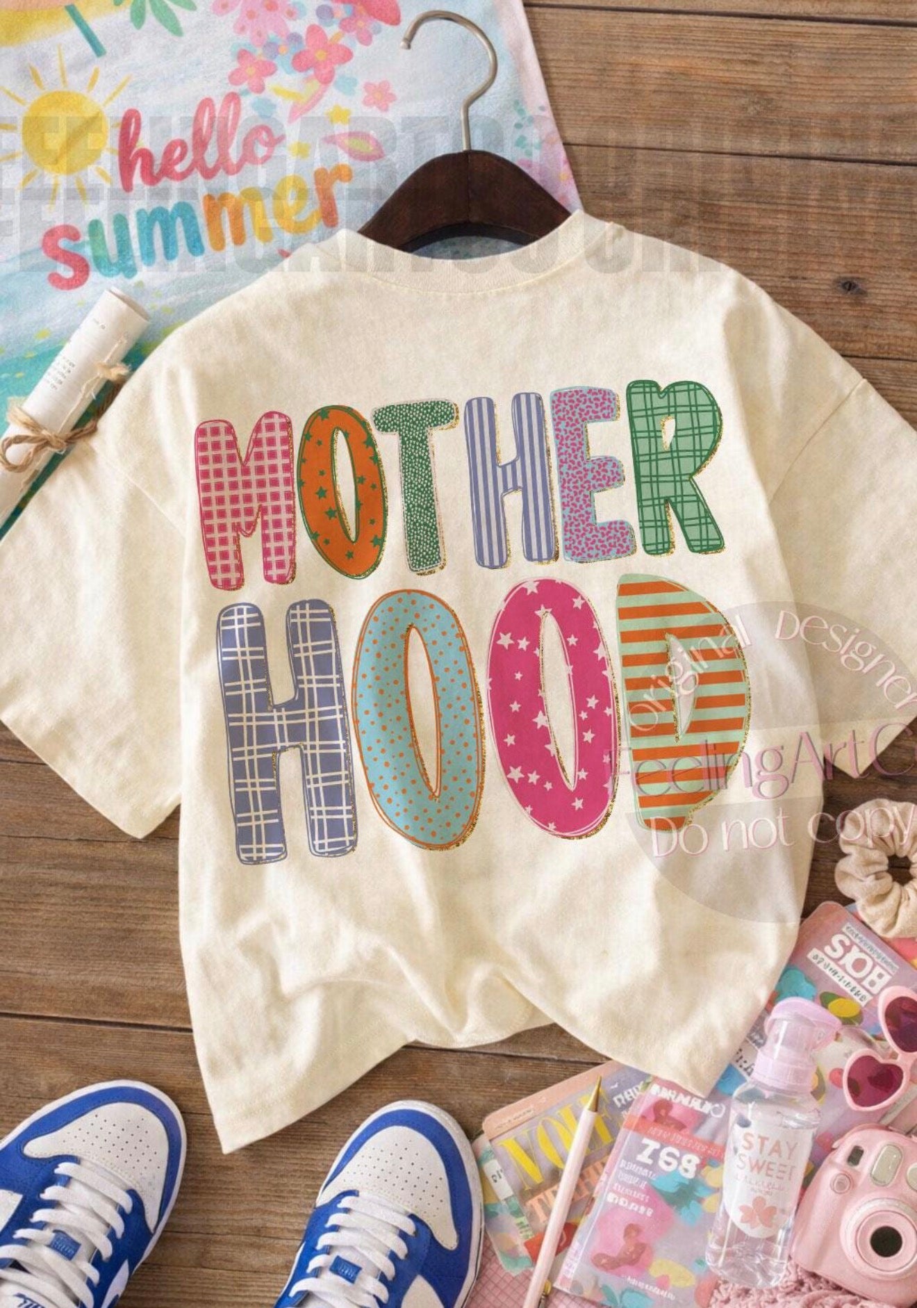 Mother hood faux patch work Tee