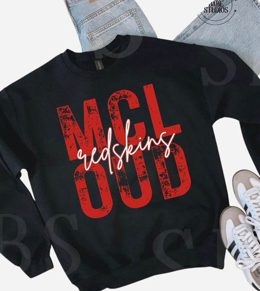 MCLOUD Stacked Redskins Black Sweatshirt