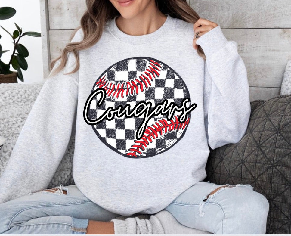 Checkered Baseball Cougars SWEATSHIRT