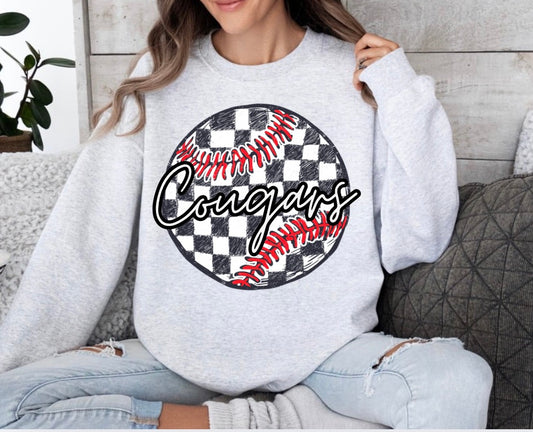 Checkered Baseball Cougars SWEATSHIRT