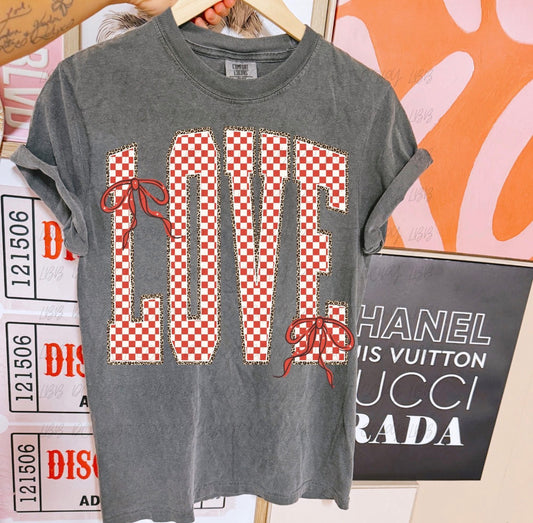 Love Checkered Bows Red