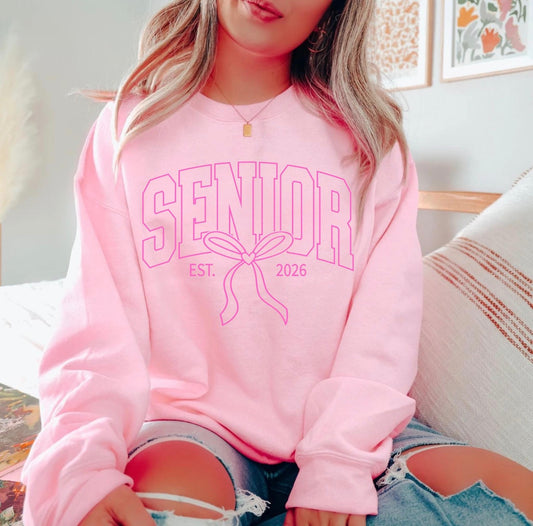 Pink Senior 2026 Coquette Bow Sweatshirt