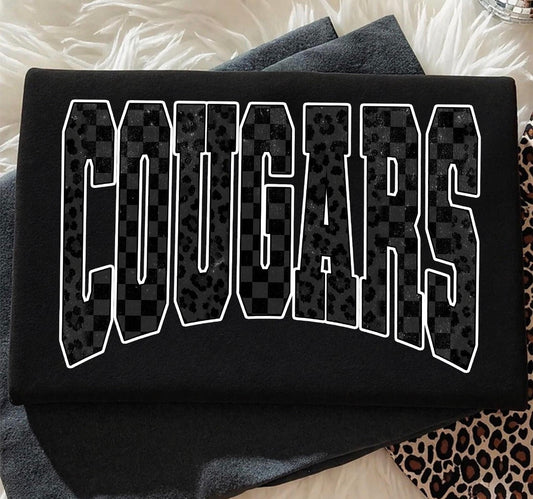 Black checkered Cougars Tee