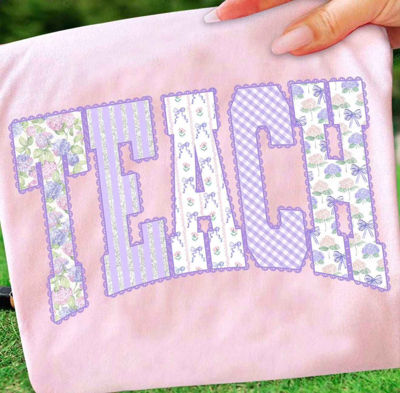 Purple Faux Lace Teach Tee