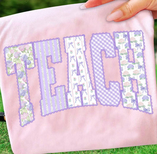 Purple Faux Lace Teach Tee