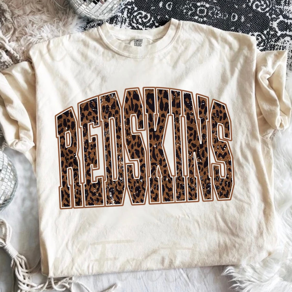Brown Leopard Redskins Ivory Tee