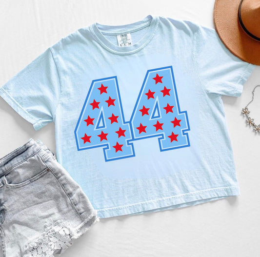 Custom** bsbll/sftbll Number Stars Cropped Tee