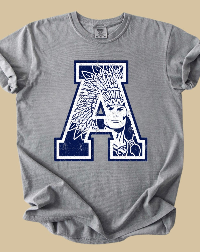 Asher A Indians Comfort Colors Grey Tee