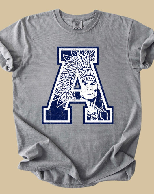 Asher A Indians Comfort Colors Grey Tee