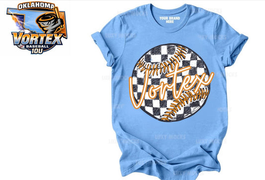 Checkered Baseball Vortex Baby Blue Tee