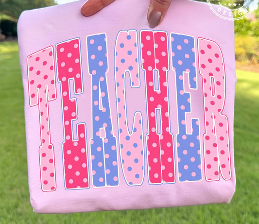 Pink Polka Dot Teacher Tee