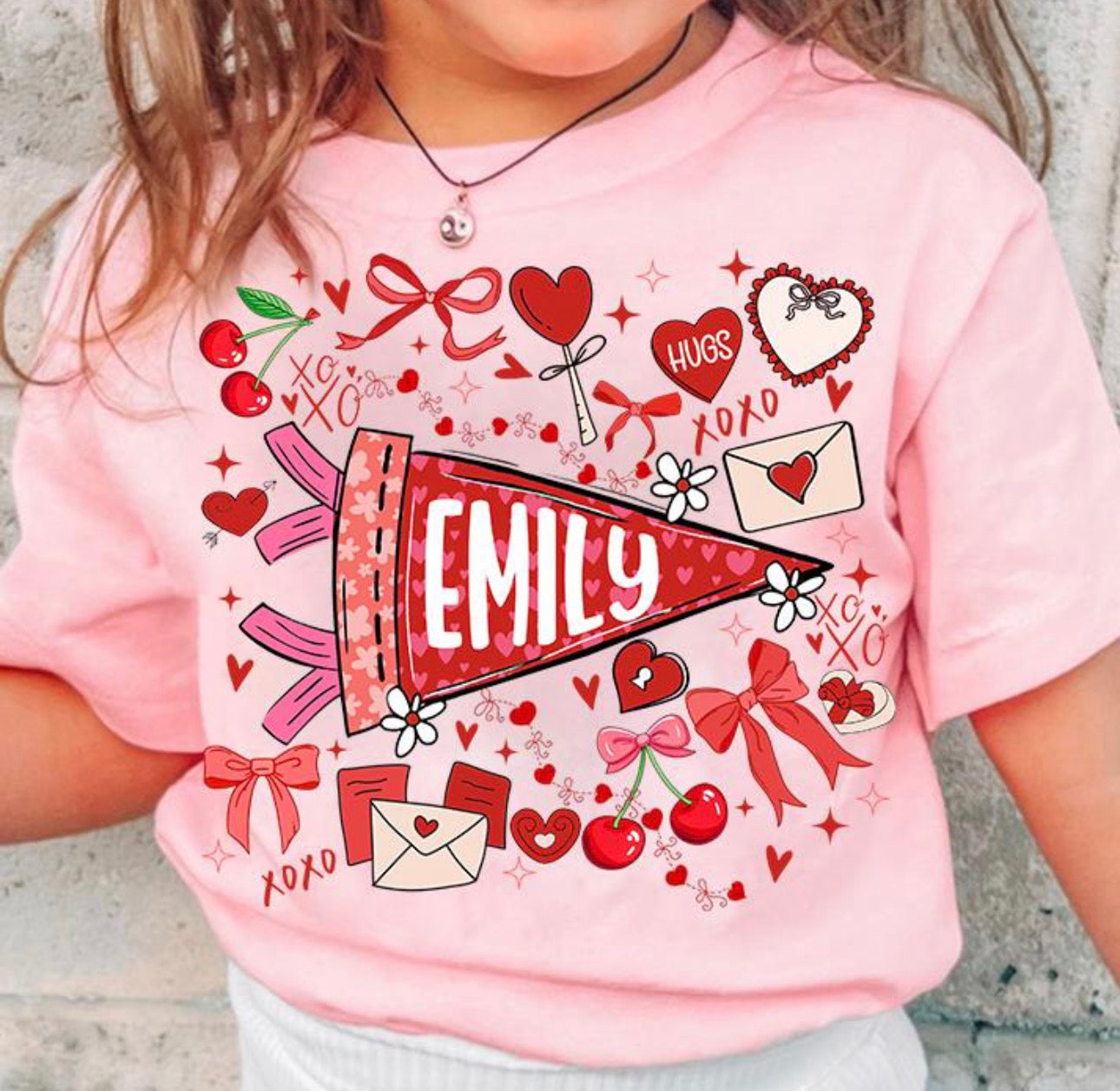Custom Name Pendant Valentines Tee Youth