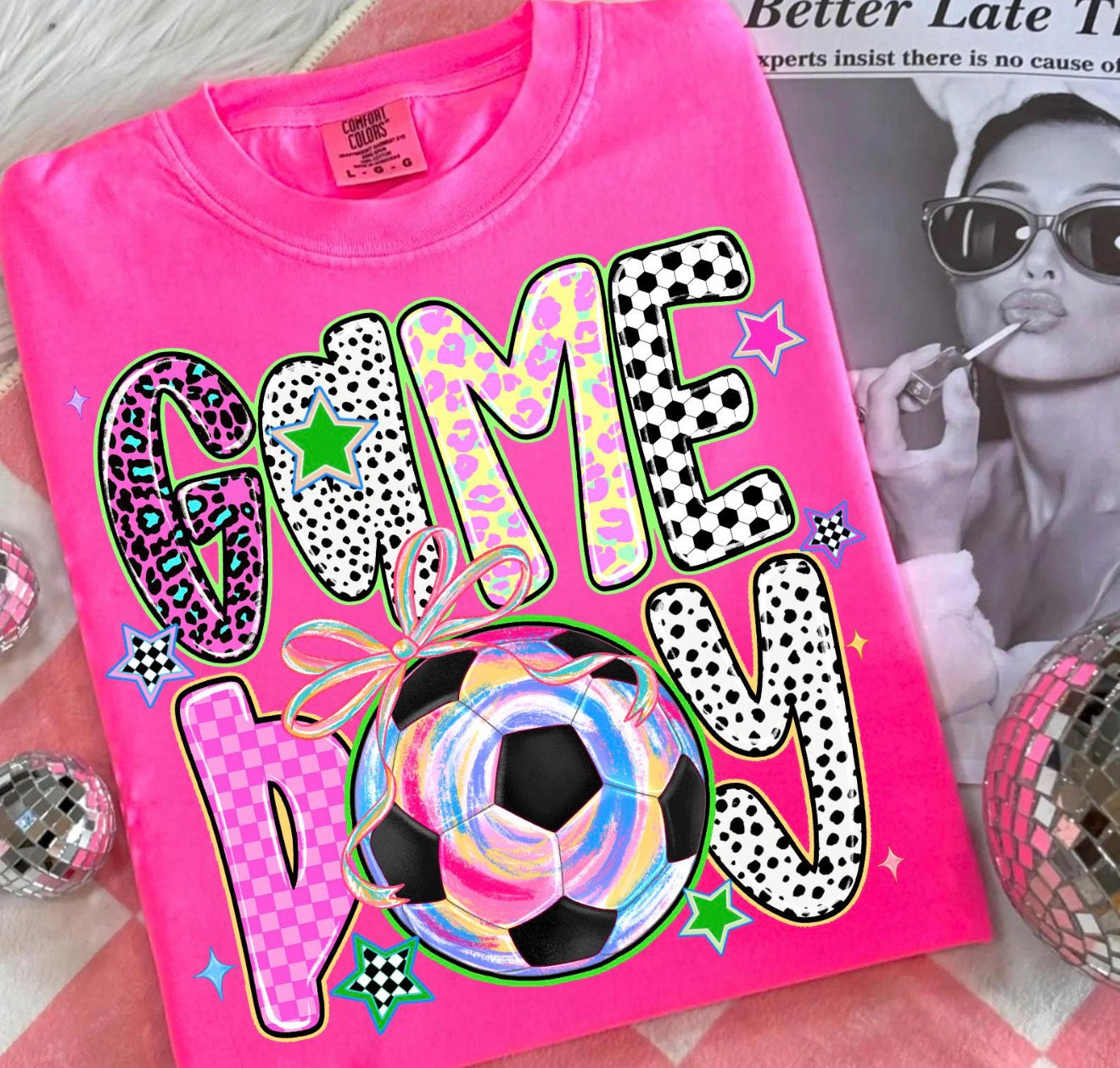 Hot Pink Soccer Game Day Tee