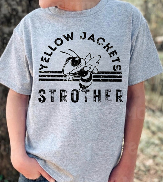 Yellow Jackets Strother Stripes Arch Grey YOUTH Tee