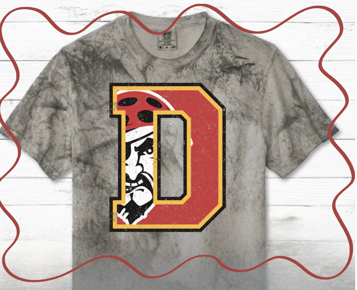 Acid wash Distressed D Dale Pirates Tee CC Smoke
