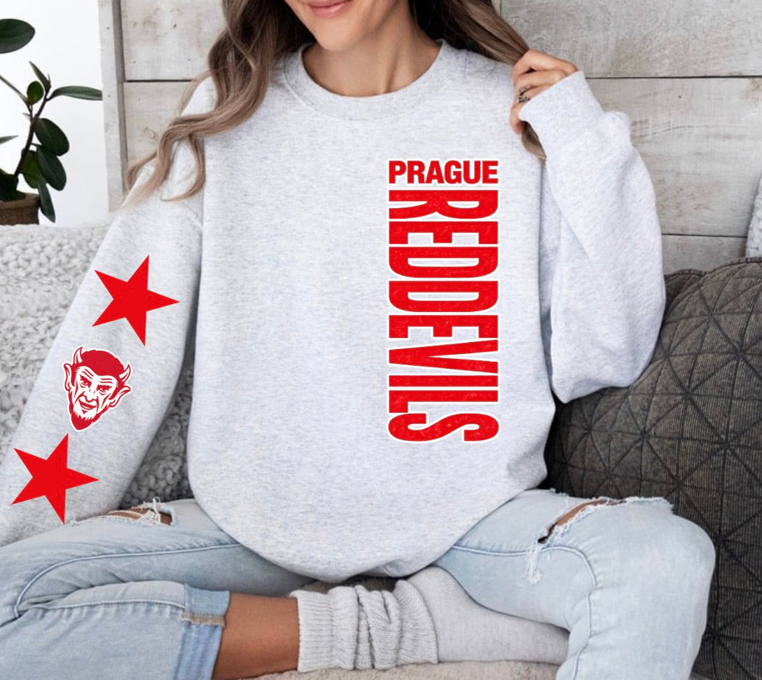 Prague Red Devils Sideways Mascot With Stars Ash Grey