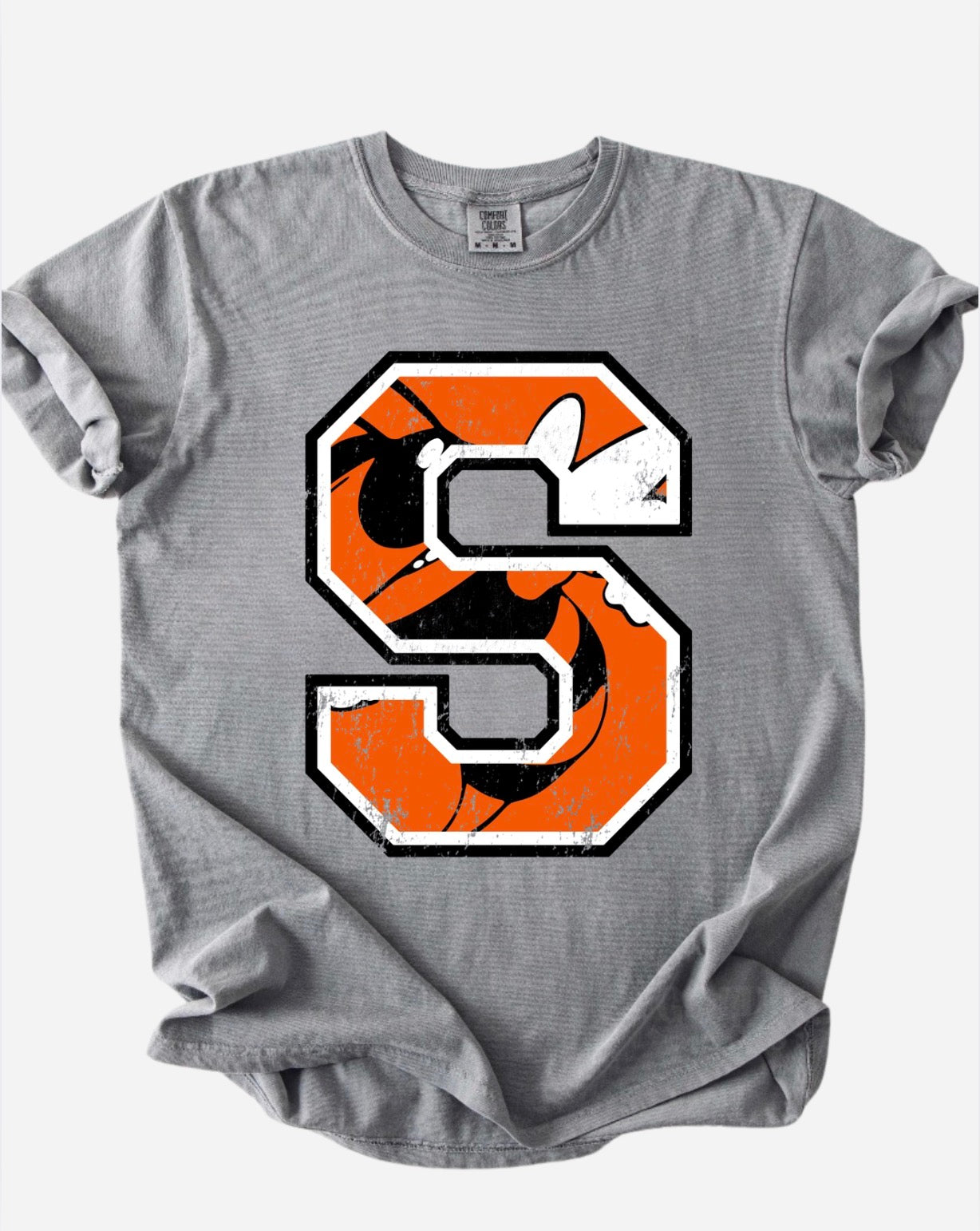 S Strother Yellow Jacket Distressing Grey Tee