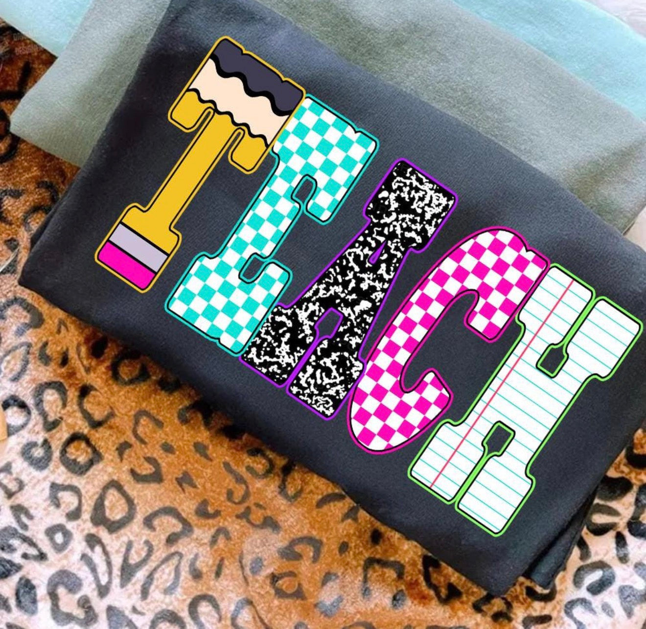 Neon Checkered Teach Tee
