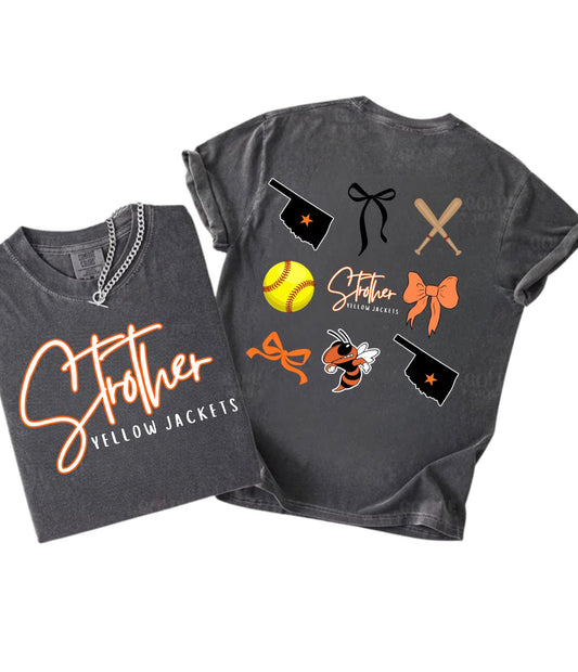 9 Spot Softball Bows Front and Back Tee