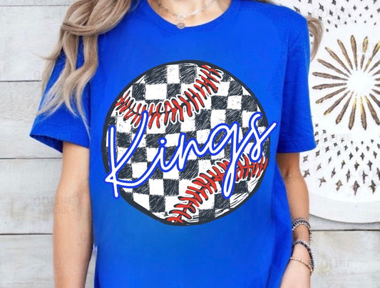 Checkered Baseball Kings Royal Blue Tee