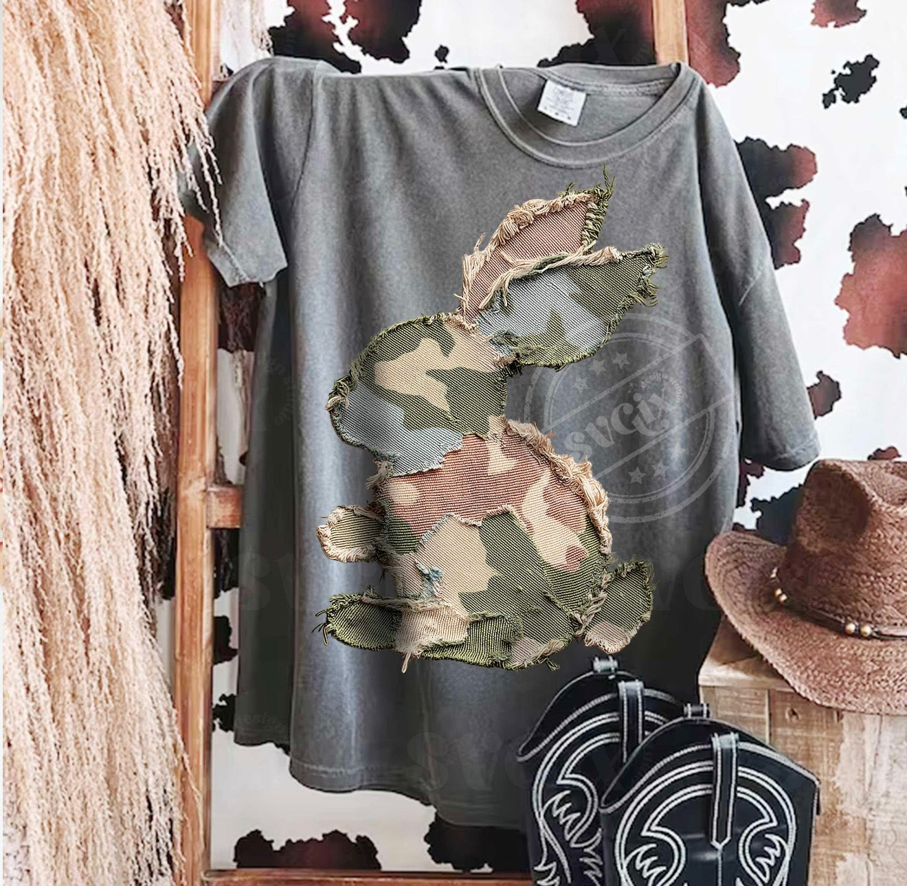 Camo Bunny Patchwork Tee