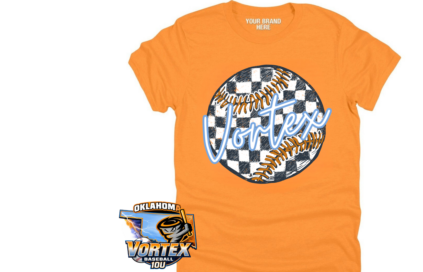 Checkered Baseball Vortex Orange Tee