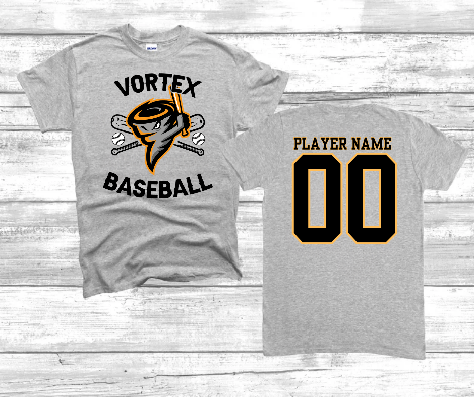 Vortex Logo Grey front and back YOUTH Tee