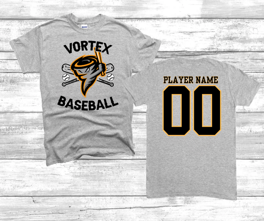 Vortex Logo Grey front and back YOUTH Tee