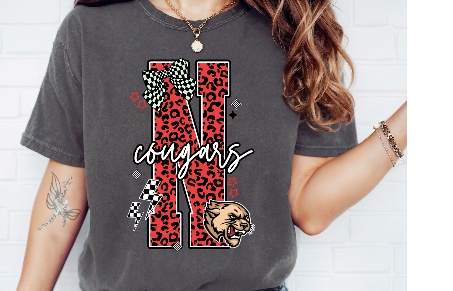Red Leopard Cougars Tee