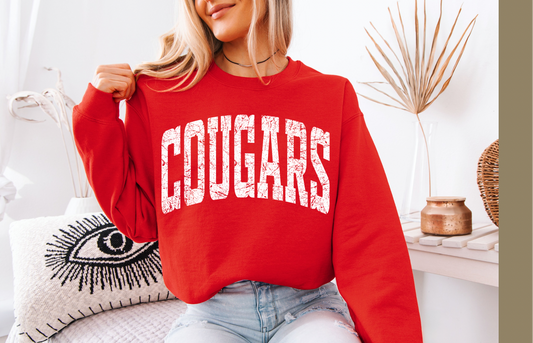 Cougars Distressed Varsity Sweatshirt