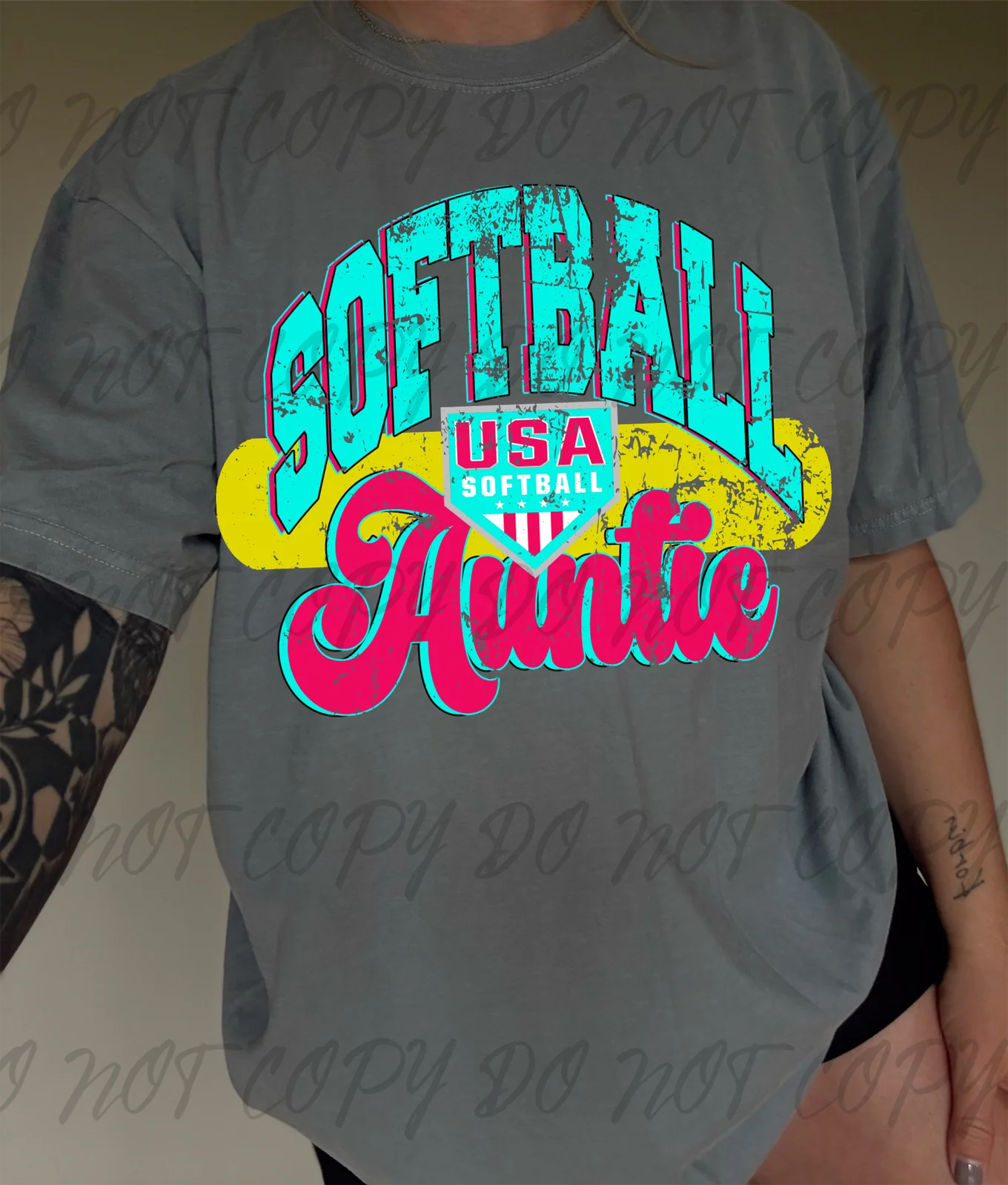 Softball Auntie Neon Pepper Tee
