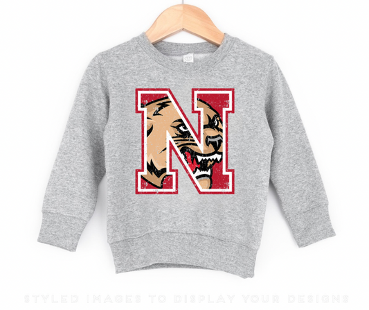 Distressed N Cougars Sweatshirt YOUTH