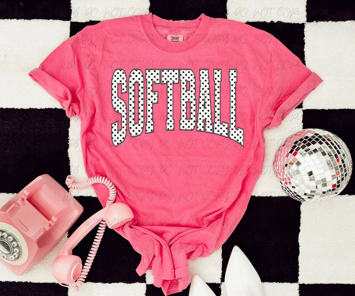 Polka dot Softball Pink tee